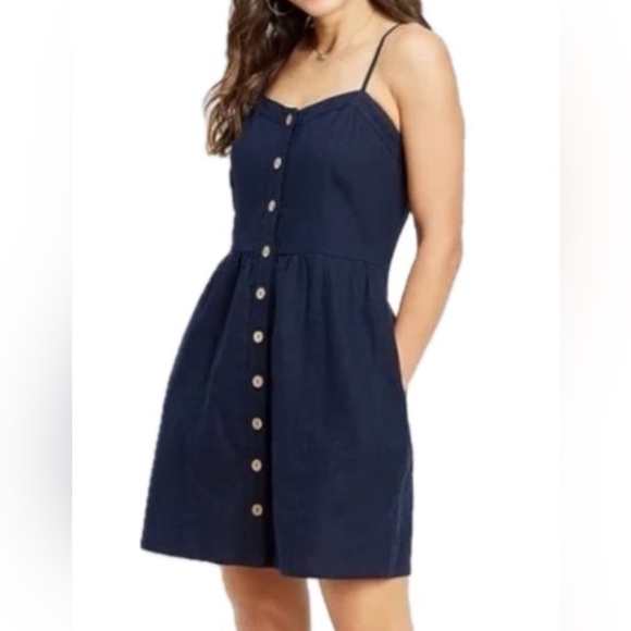 Maurices Dresses & Skirts - Maurice’s navy shirring back sundress with wood button down the front size large